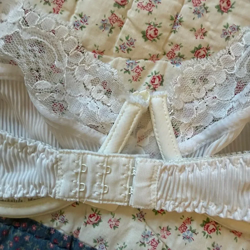 Vintage White Sheer Lace Underwire Balconette Bra Lingerie Sz 34C